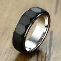 somen european and american 7mm wide fashion geometric hexagon tungsten steel ring classic mens pure black ring