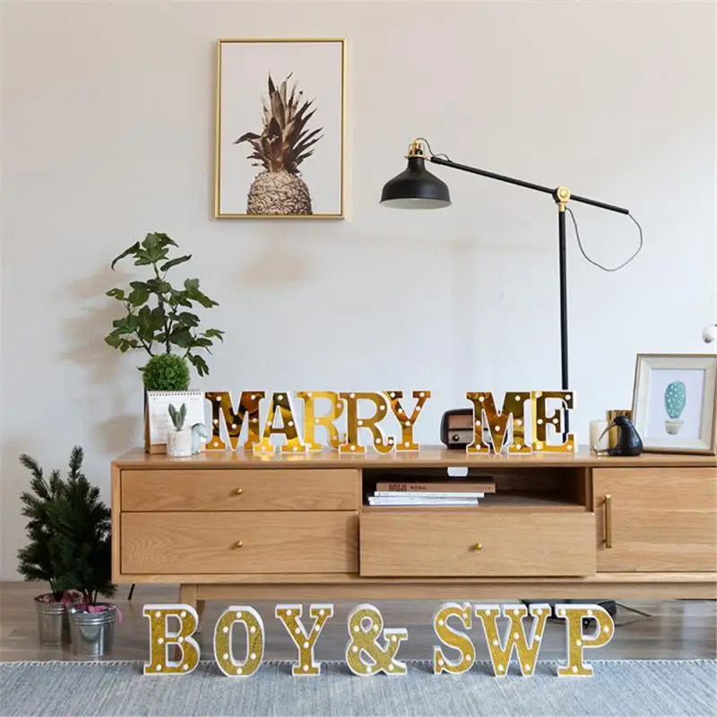 

3D Creative LED Letter Night Lamp Sign Alphabet Light Pendant Wall Indoor Decoration Wedding Party Festival Birthday LED Light