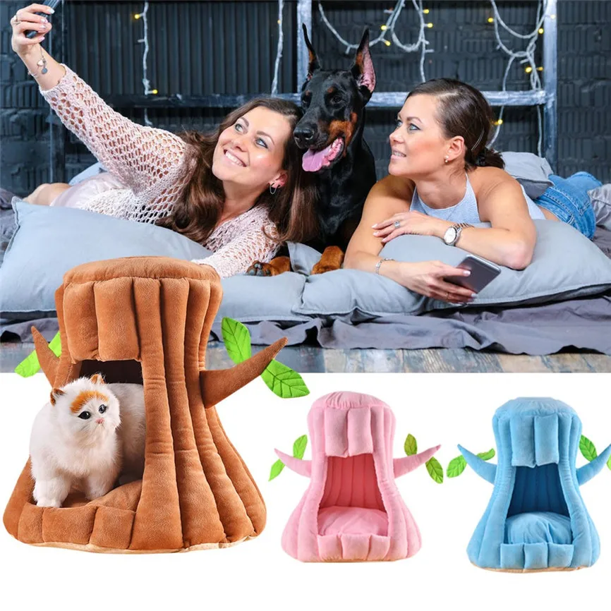 Круглая кровать для собаки моющаяся длинная плюшевая собачья Конура домик кошек