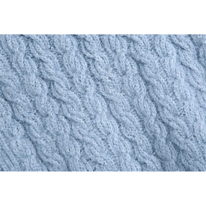 

Women Casual V-Neck Sleevless Za Knitted Pullover Blue Vest Chic Lady Sprnt Autumn Elegant Loose Sweaters Girls Jumpers