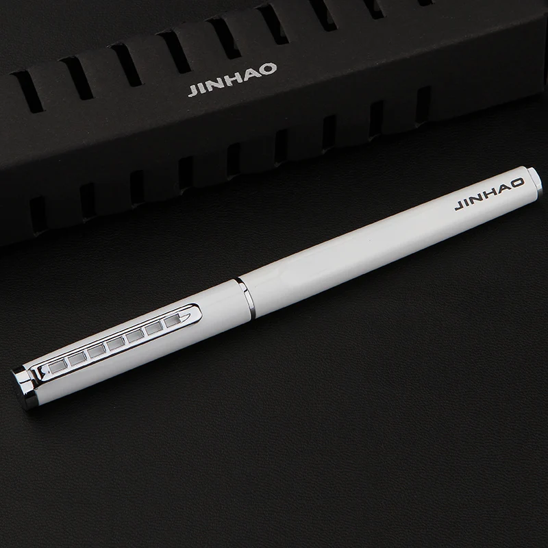 Jinhao 699 гладкой чистый белый авторучка с серебряной лестница зажим 0 5 мм