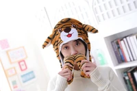 cartoon tiger move jumping ear hat cosplay soft toy tiger hat ears moving plushed toy hat warm winter wear