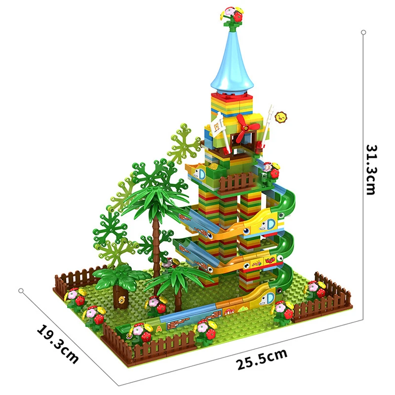 

442Pcs Marble Race Run Building Blocks Small Size City Amusement Park Slide Bricks Friends Blocks DIY Toys For Girls Boys Gifts