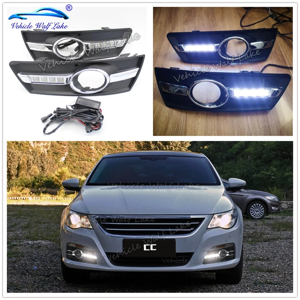 2 шт. Автомобильный светодиодный DRL для VW Passat CC 2008 2009 2010 2011 Стайлинг дневные
