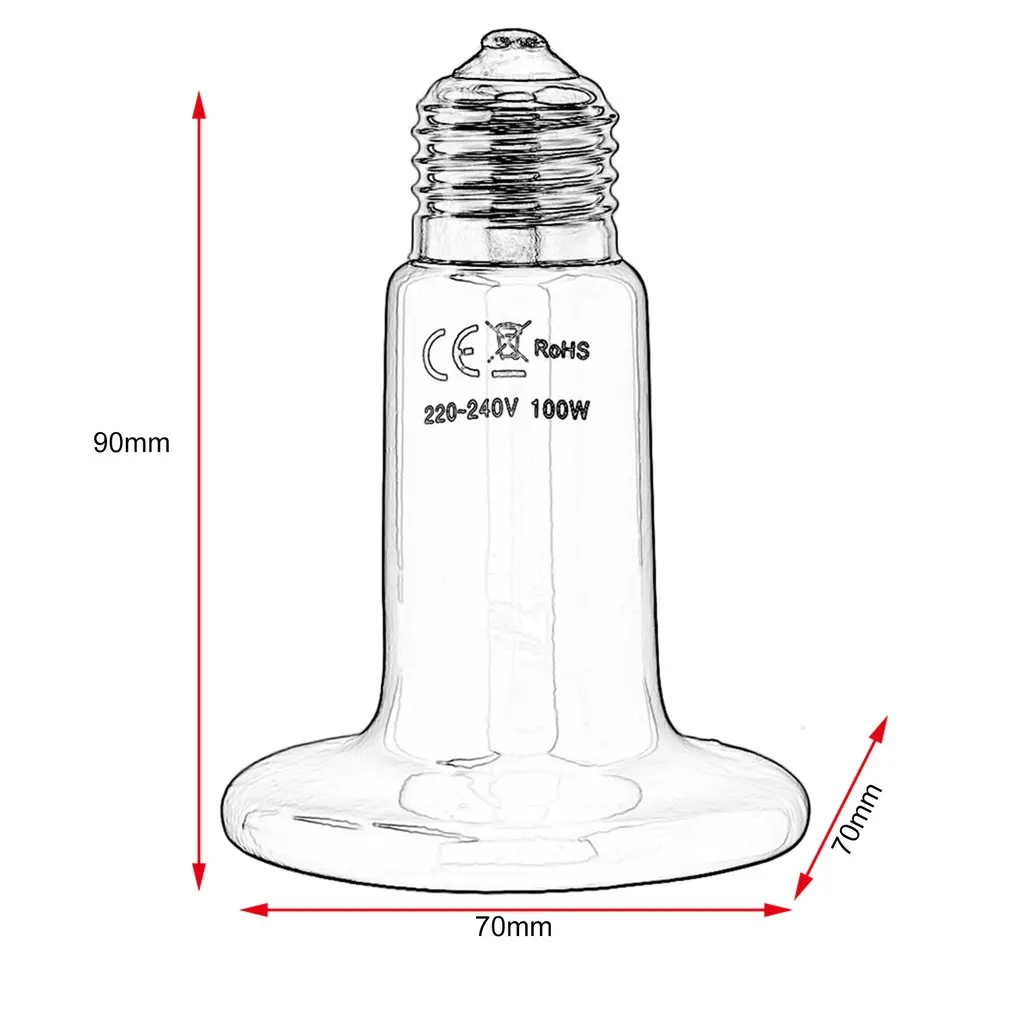 

Pet Ceramic Heating Lamp 25W 50W 75W 100W 150W 200W IR Heat Emitter Bulb 220-240V Turtle Snake Lizard Heater Lamp