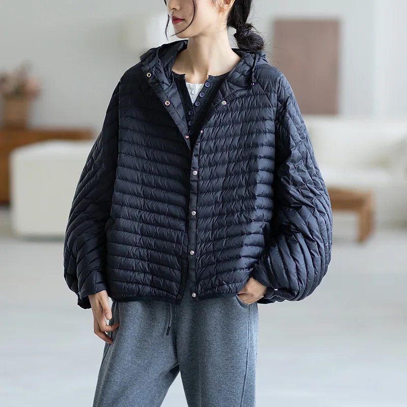 Vintage Women Oversized Down jacket Fall Winter Casual 2022 New Ultra Light Lantern sleeve Down coat Short Elegant YNZZU 1O306