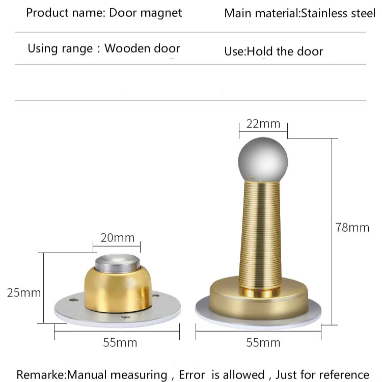 Magnetic Door Stop Stainless Steel Door Stopper, Door Holder Doorstop, 3M Double-Sided Adhesive Tape No Need to Drill