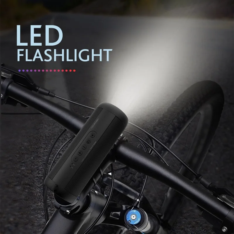 

T2 Bluetooth Music Bass Speaker Waterproof Portable Outdoor LED Wireless Column Loudspeaker Support TF Card FM Radio Aux Input
