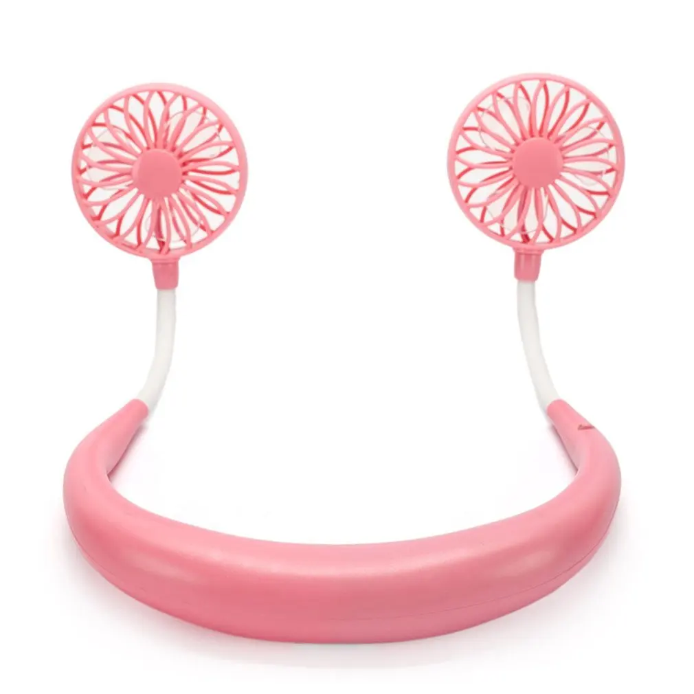 Pink Мини USB портативный вентилятор нашейный вентилятор шейный браслет с перезаряжаемой батареей настольные вентиляторы 180 градусов регулируемый спортивный охладитель воздуха кондиционер - Цвет: Pink