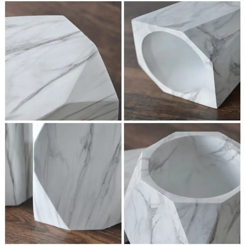 

Nordic Marble Desk Pens Pencil Holder Case Makeup Brush Storage Box Organizer