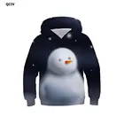 3d толстовки QCIV, рождественские свитшоты для мальчиков, снеговик с капюшоном, повседневные худи с 3D-принтом психоделического аниме, унисекс, хип-хоп