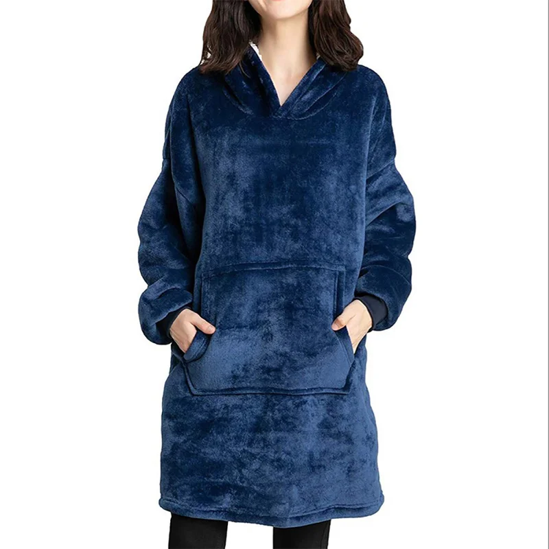 

Womens Hoodie Soft Plush Fleece Nightwear Dressing Gown Comfort Solid Nightgown