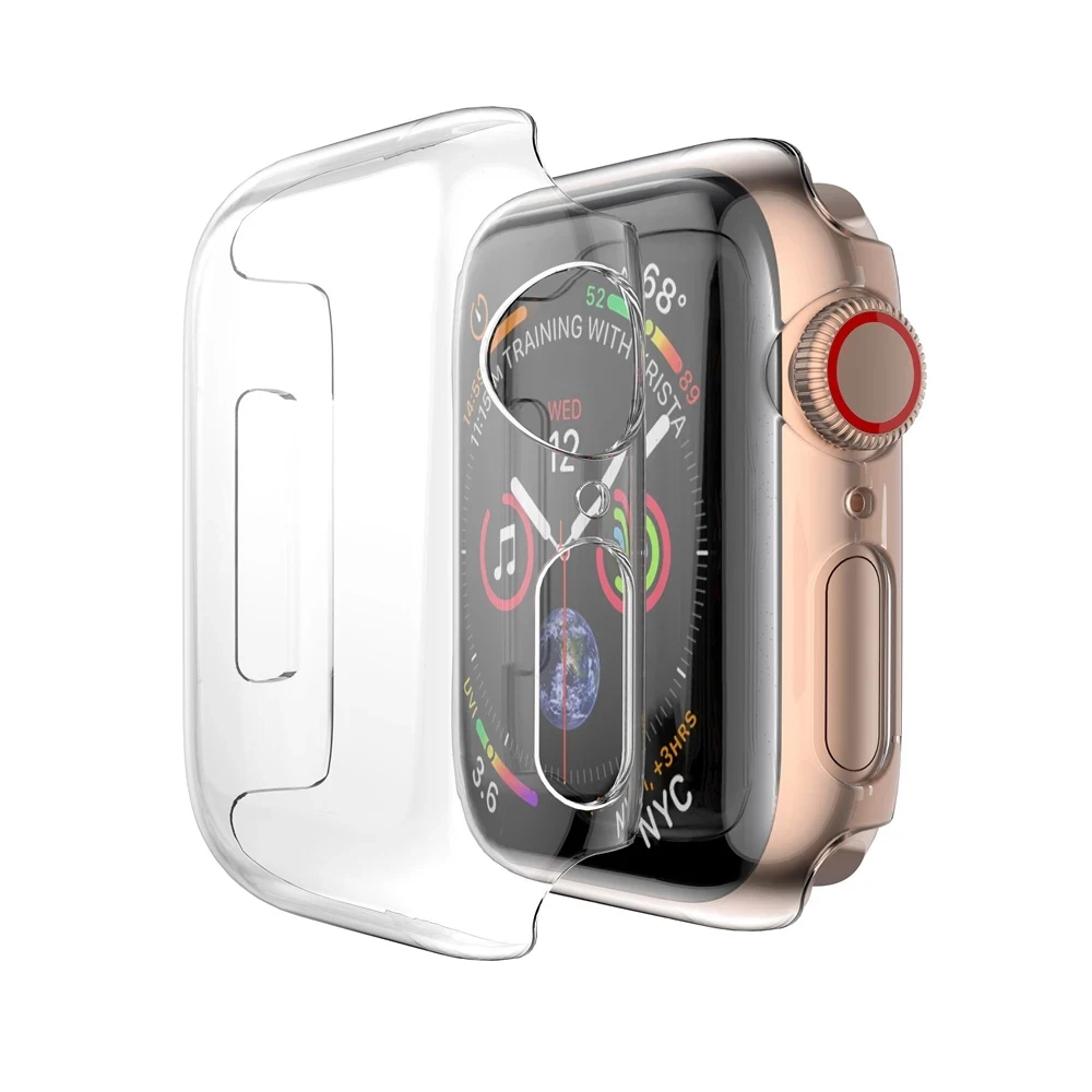 

Transparent case for Apple Watch series 6 SE 5 4 3 Plastic frame screen protector for iWatch cover slim fit cover band 40 44mm