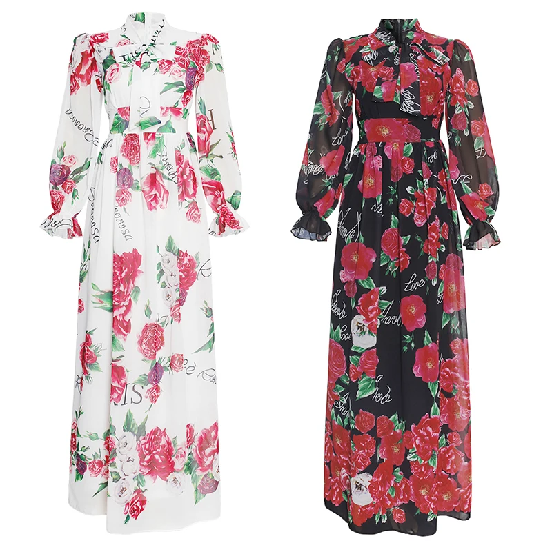 

Dinner Dresses For Women 2021 New African Spring Summer Elegant Gown Flowers Printed Dashiki Long Dress Ladies Clothing