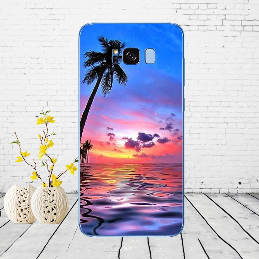 Силиконовый чехол для Samsung Galaxy S6/S7 edge/S8/S9/S10 plus/A70/A50 с изображением летней пляжной