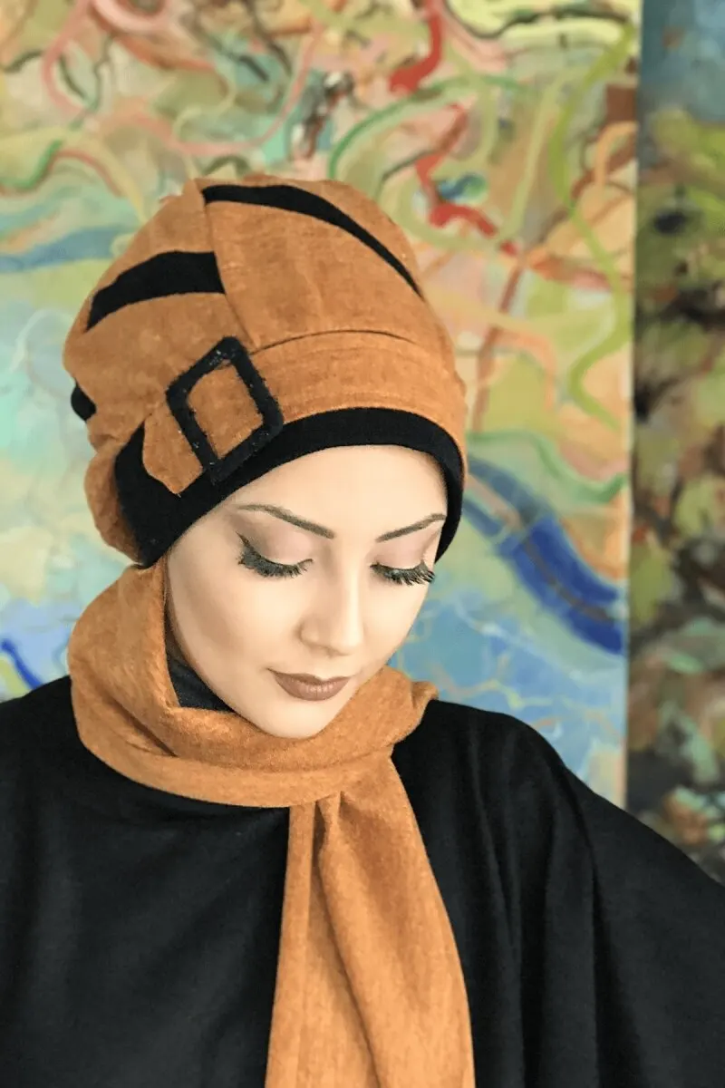 New Fashion 2021 Women Headscarf Scarf Kerchief Hat Bone Hijab Islamic Clothing Okra Passionflower Black Striped Beret Shawl