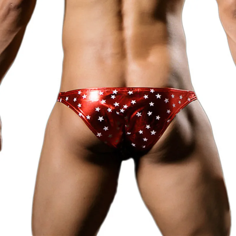 Рождество принт со звездой сексуальное мужское нижнее белье трусы искусственная