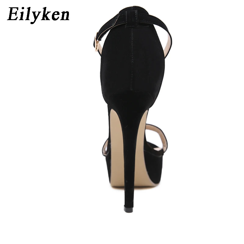 Eilyken Босоножки на платформе и высоком каблуке; женские летние вечерние туфли на шпильке с открытым носком; пикантные черные босоножки с ремешком на щиколотке; размер 42