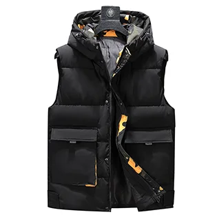 

Vest Mens Winter Sleeveless Jacket Camouflage Winter Warm Cotton Vest Casual Thick Hooded Coats Male Stand Collar Loose Plus Siz