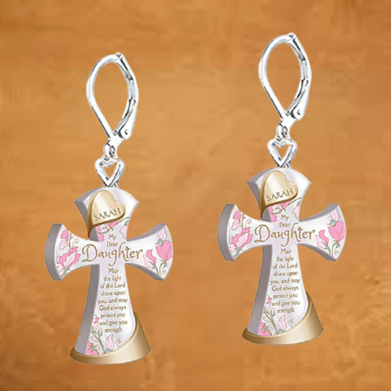 

New Luxury Fashion Golden Cross Earrings Jewelry for Women Men Wholesale Direct Sale