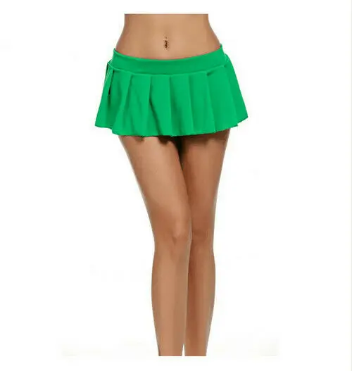 

2020 New Fashion Women Stretch High Waist Plain Skater Flared Pleated Solid Color Swing Mini Hot Skirt