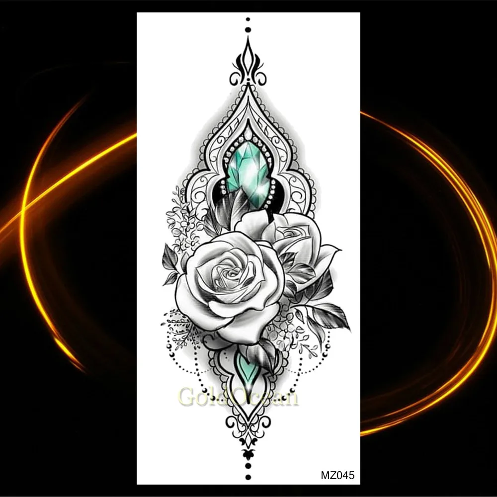 Модные сексуальные подвески, красный цветок, флеш тату, стикер для женщин, нагрудный браслет, водонепроницаемые тату для временного макияжа, тату под грудью - Цвет: HMZ045