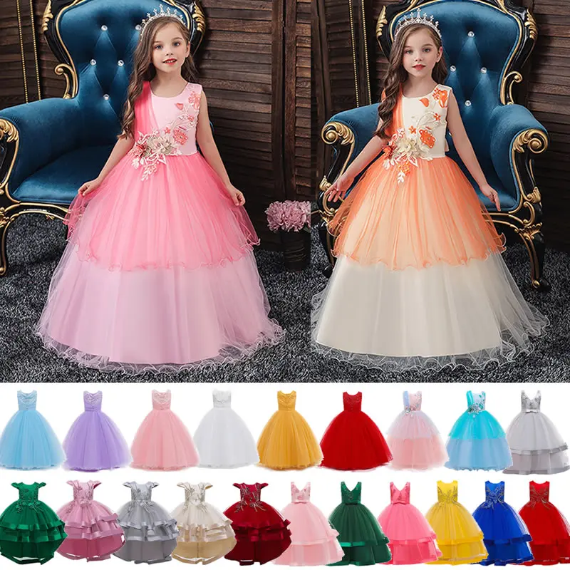 Платье для девочек на свадьбу с цветочным рисунком От 3 до 12 лет детское вечернее
