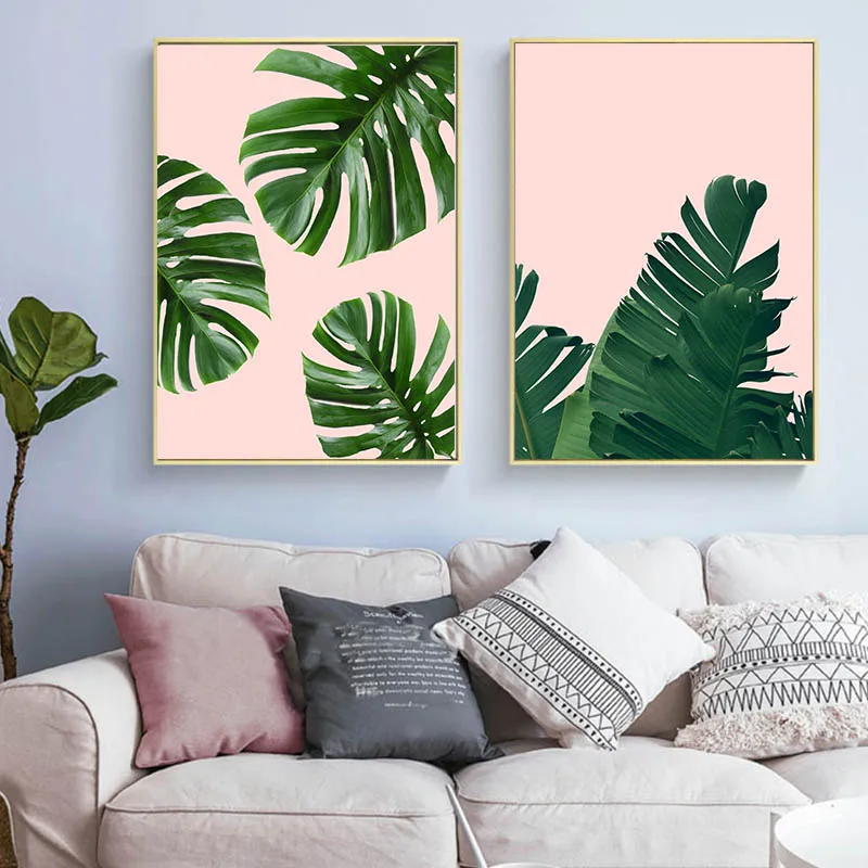 Минималистичный тропический растительный холст картина с банановым листом