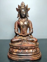 10tibet temple collection old bronze cinnabar lacquer longevity buddha immeasurable life wisdom sitting buddha enshrine