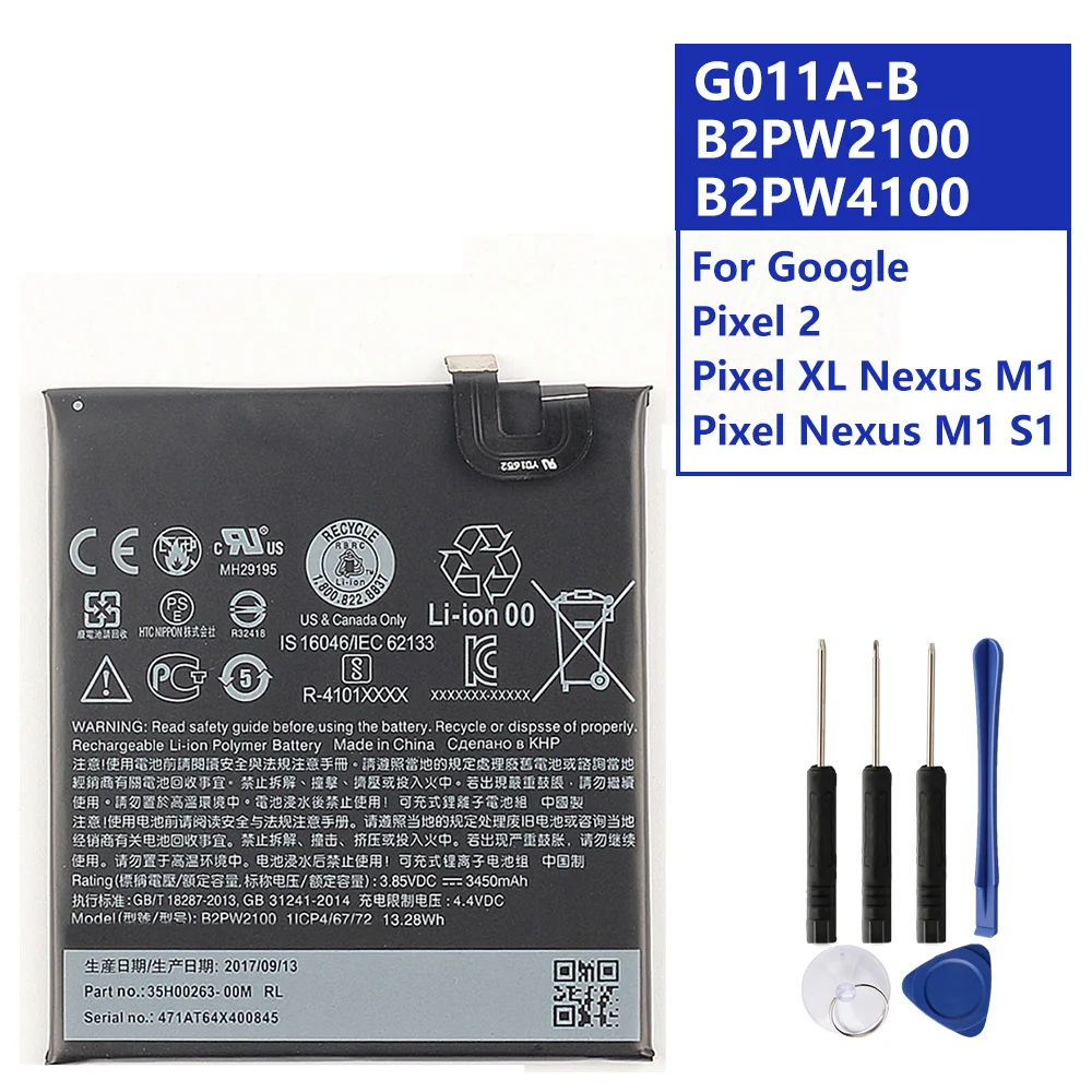 

Original Replacement Battery For HTC Google Pixel 2 Pixel 2B Muski G011A-B Pixel XL Nexus M1 B2PW2100 Pixel Nexus M1 S1 B2PW4100