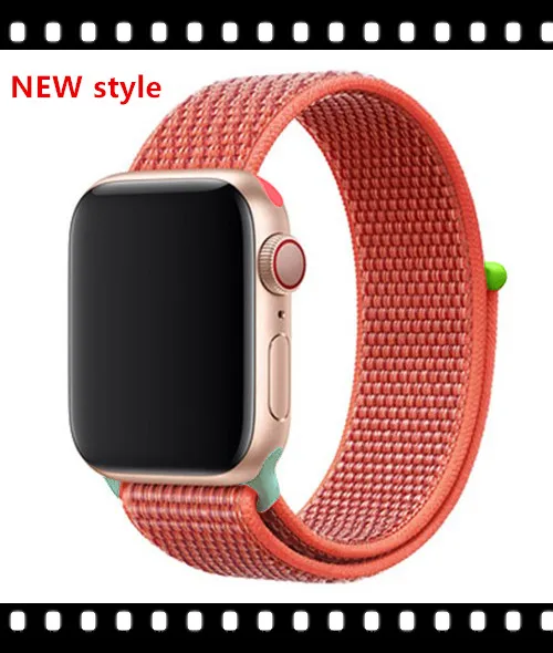 Ремешок для apple watch band sport loop apple watch 5 4 3 band 44 мм 40 мм iwatch 5 4 42 мм 38 мм correa нейлоновый браслет pulseira nato - Цвет ремешка: NEW Nectarine hit 7