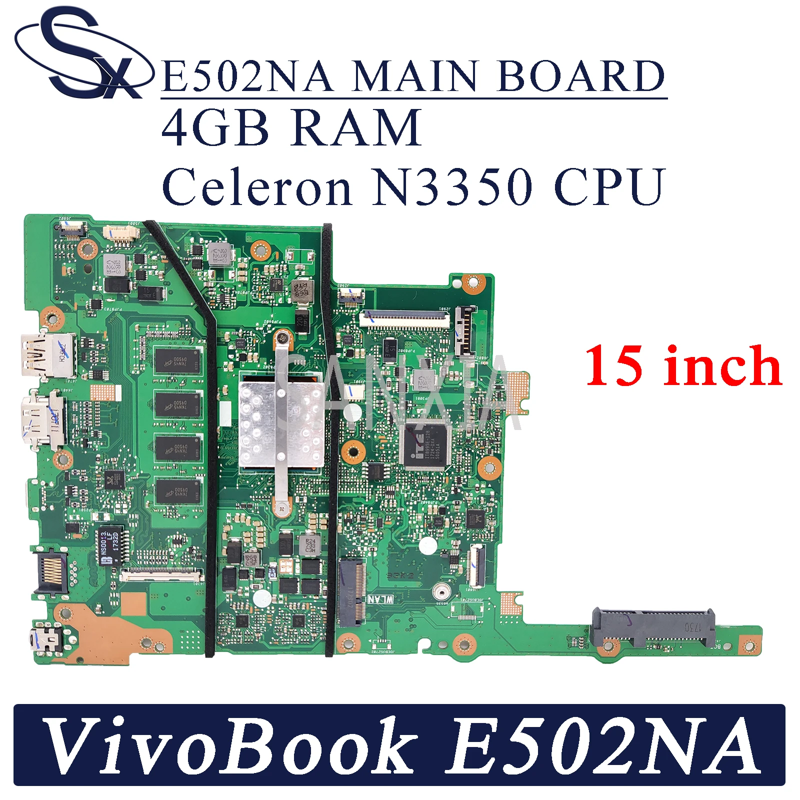 KEFU E502NA Laptop motherboard for ASUS VivoBook E502NA (15 inch) E502N original mainboard 4GB-RAM Celeron N3350 CPU