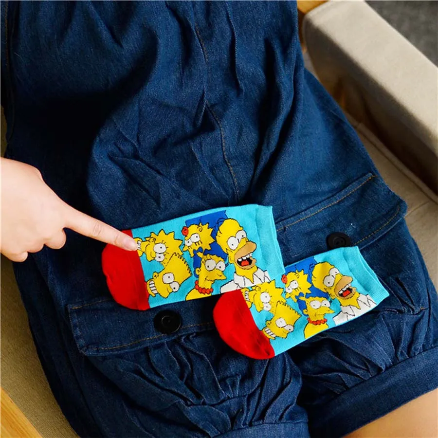 Новые модные носки женские повседневные милые с мультяшным рисунком