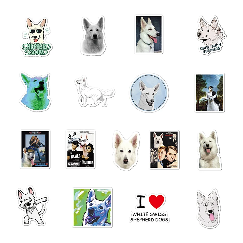 

53Pc White Swiss Shepherd Dog Sticker Laptop Luggage Graffiti Waterproof Sticker