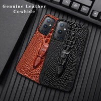 leather cowhide crocodile head phone case for one plus 9 10 8 7 7t pro 9r nord n100 nord n50 5g phone back cover
