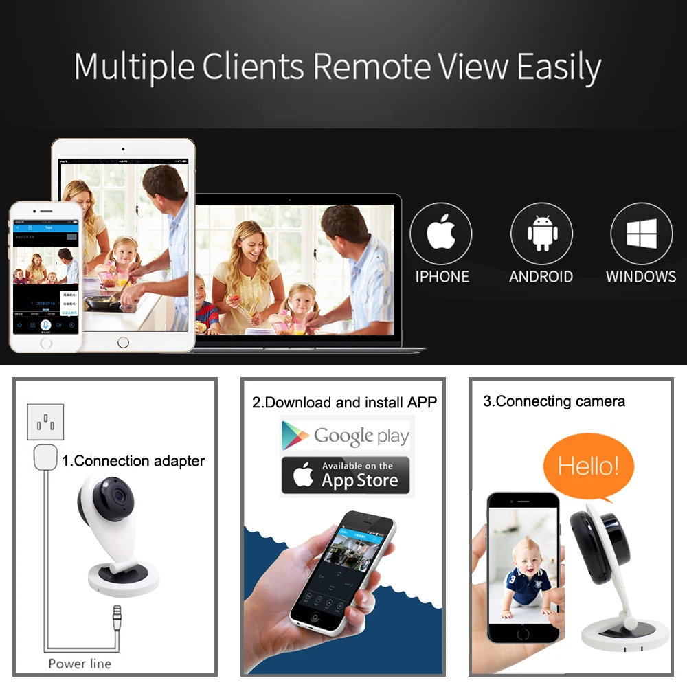 

JIenuo IP Camera Wifi Two-way voice Mini CCTV Security Surveillance Wireless Audio Onvif Night Vision Baby Monitor Home Camera