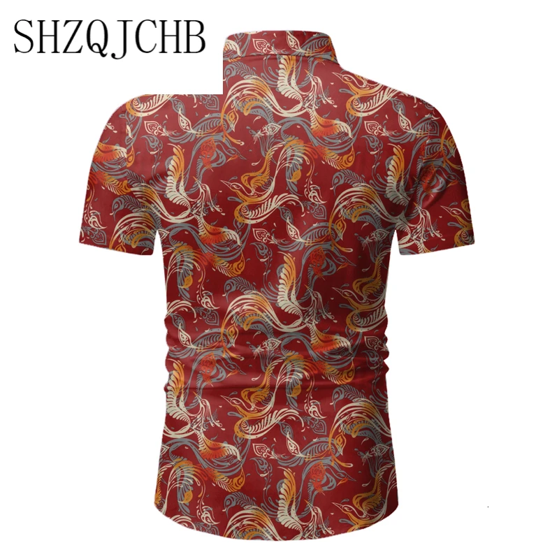 

New 2021 Men's Short Sleeve Printed Shirts Male Slim Fit Floral Print Shirt Casual Basic Tops M-3XL