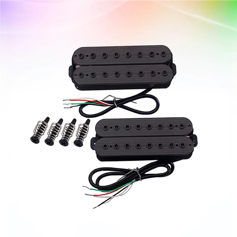 

2pcs GME04 8 String Wood Color Humbucker Pickup Double Coil Electric Guitar Pickup Hexagon Nut Iron Core for Guitar (Black)