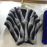 real rex rabbit fur shawls for women fashion chinchilla color poncho
