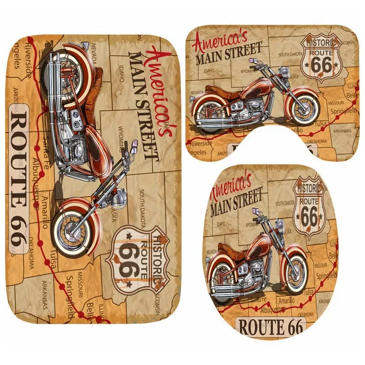 Винтажный мотоциклетный постер Old American Route 66 напольный коврик для туалета коврики