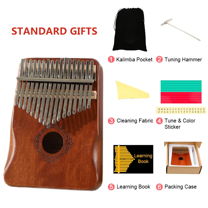 17 клавиш калимба большой палец пианино высокое качество дерево красное Африка