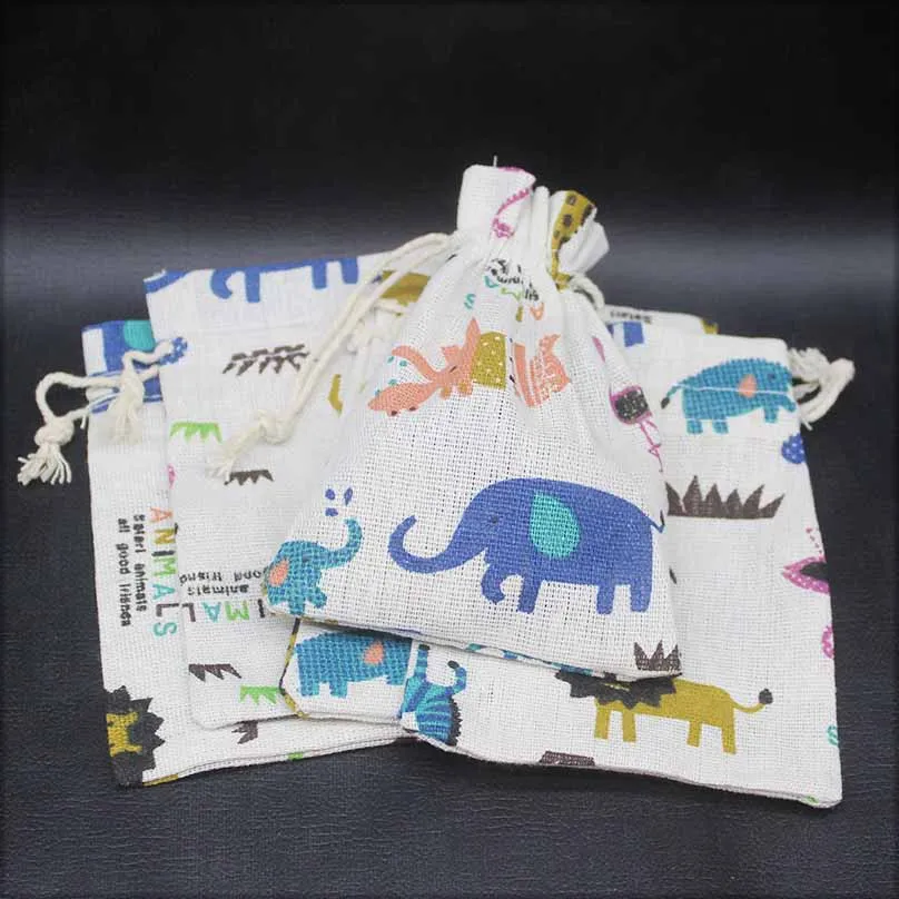 5 шт. 10x14 хлопковые сумки животные цветочный узор подарочные вечерние