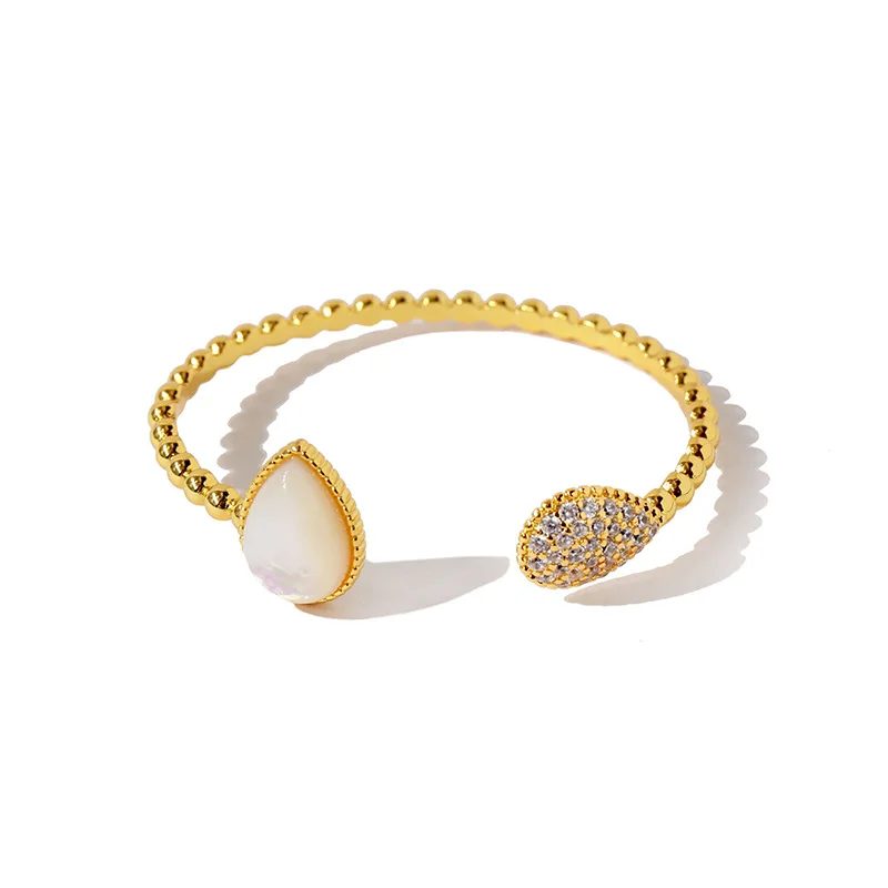 Модный Открытый браслет для женщин с золотым фианитом и камнем в виде капли воды |