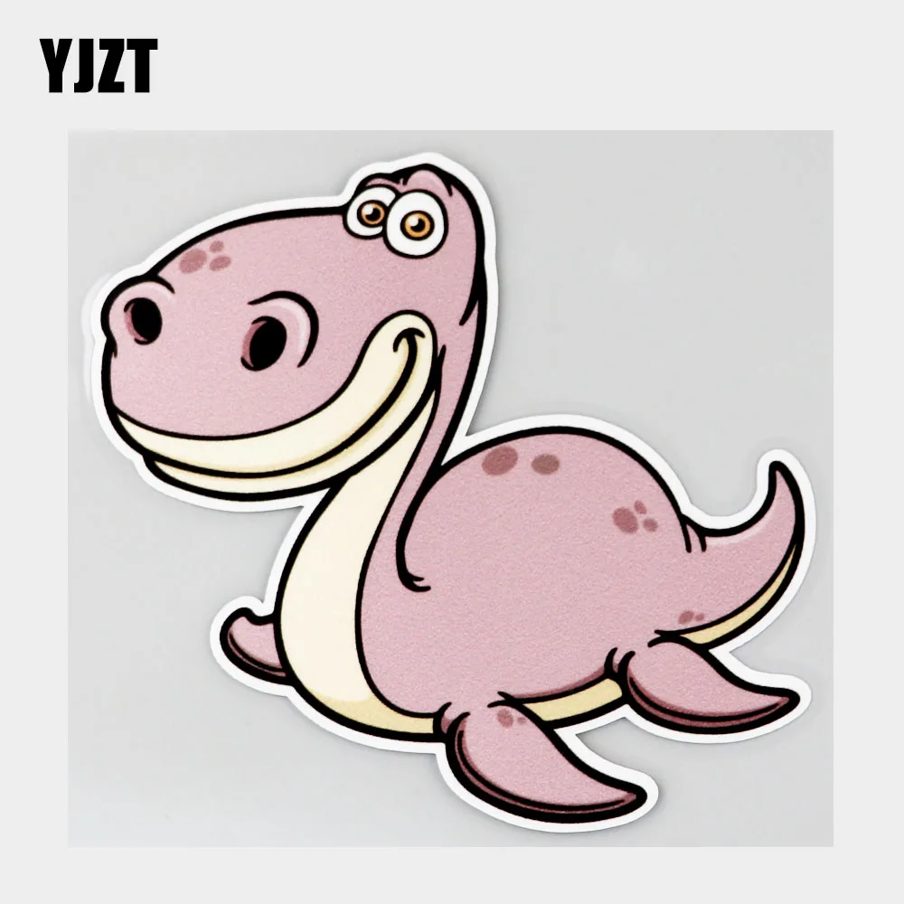 

YJZT 12.3CM×12.1CM Car Sticker Fun Dinosaur On Tummy PVC Decal 11C-0247