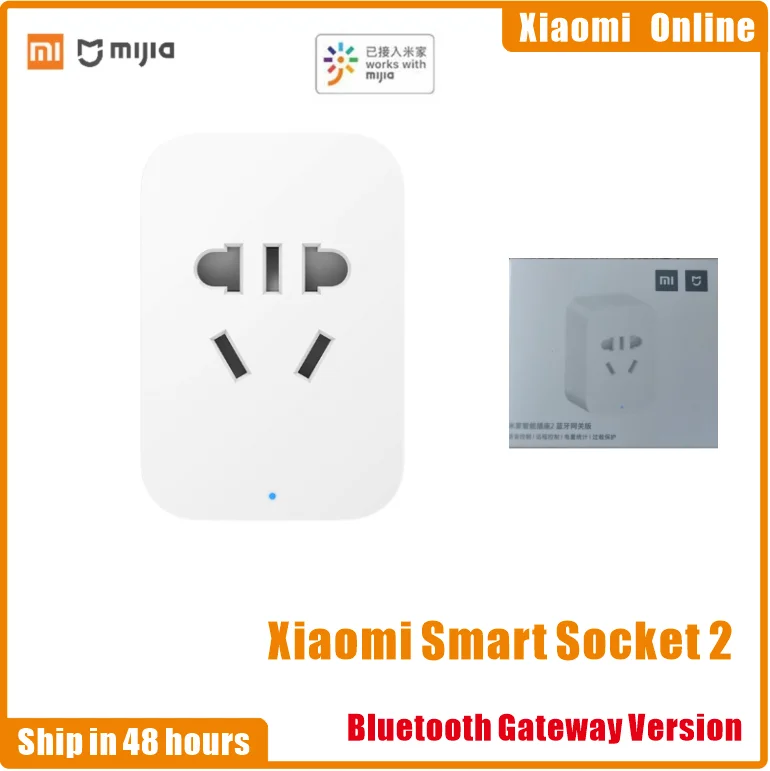 Xiaomi Smart Socket 2 Mijia Bluetooth Gateway Version Wireless Remote Control Adaptor Power On Off Work With Mihome APP Newest