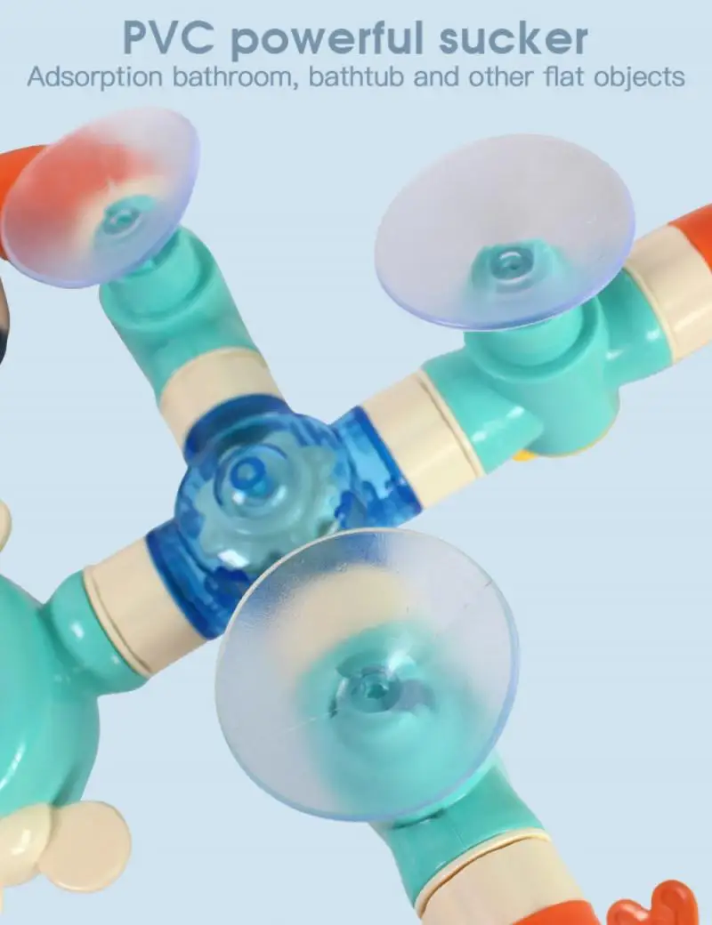 

Children Bath Toy Sets For Toddlers Bathtub Toy Baby Bathing DIY Pipes Tubes With Spinning Waterfall Water Spout Color Box Gift