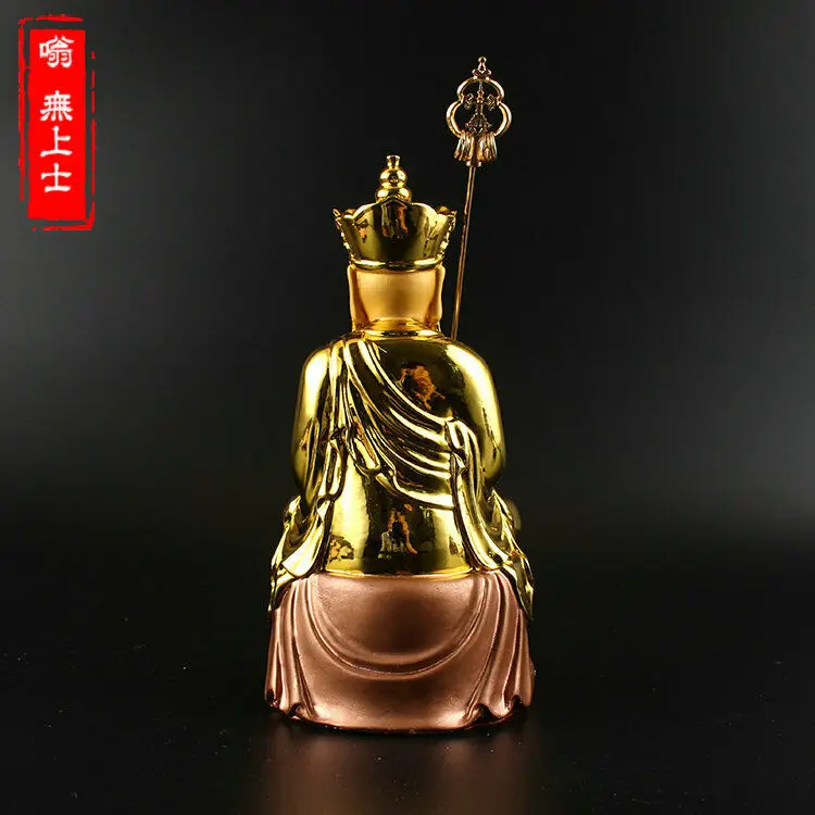 Chinese Resin Gild Buddhism Ksitigarbha Boddhisattva Budhha Hold Crosier Statue | Дом и сад