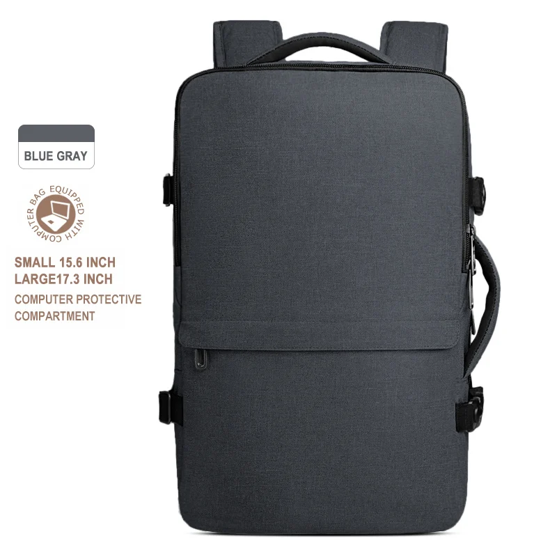 Blue Grey CAI Travel Backpack High Quality Capacity Side-Open Mini Suitcase Laptop bags Water Proof Minimalism Business Men School Style - Color: Blue Grey