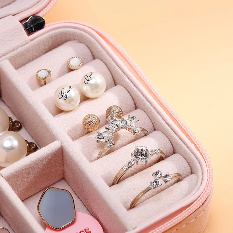 MICCK Fashion PU Leather Jewelry Storage Box Earring Ring Necklace Organizer Zipper Girl Lipstick Cosmetics Beauty Case | Дом и сад