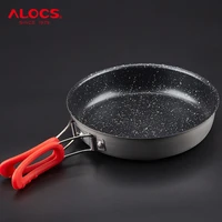 alocs cw pf01 camping 18cm 7 folding non stick frying fry pan frypan for outdoor hiking picnic backpacking